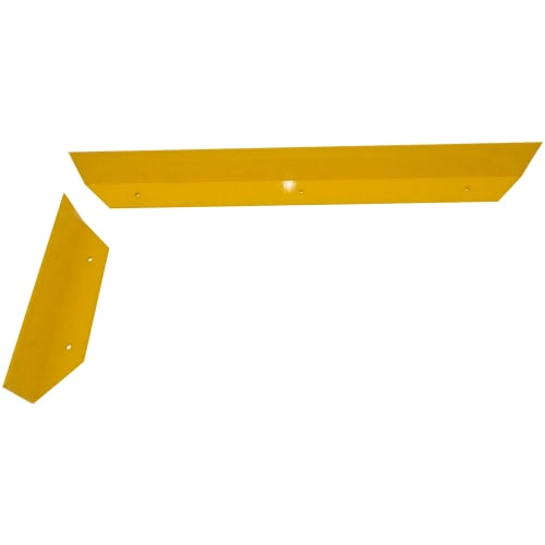 Gelbes Schrammbord und Leitbord aus Metall mit Befestigungslöchern