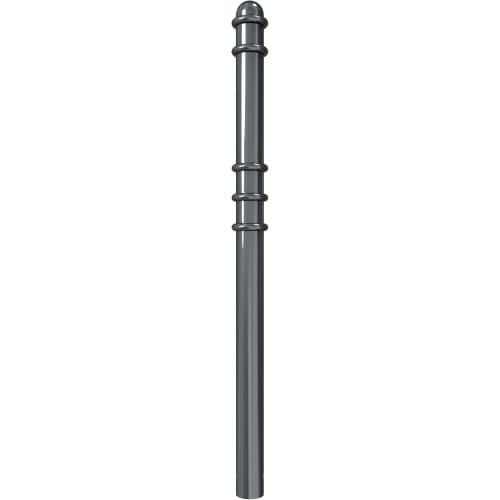 Absperr-Stilpfosten mit Halbkugelkopf und Ringprofil, grauer Metallpfosten mit Ø 76 mm