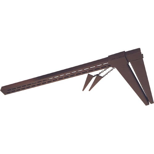 Fundamentzwinge 90/50 aus Metall mit Ketten und spitzen Erdankern zur Befestigung im Boden