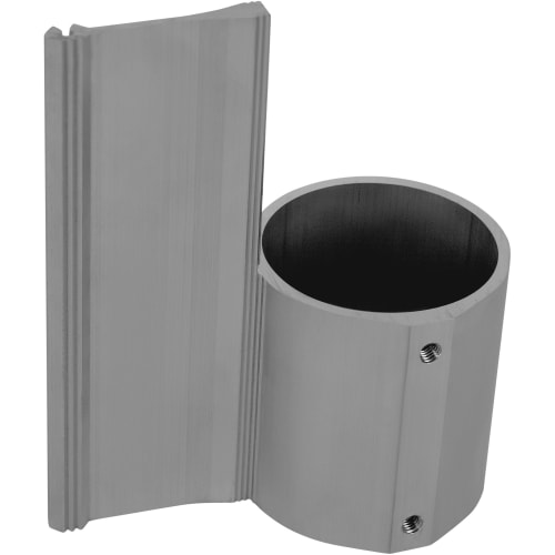 Halbschelle aus Aluminium für Hohlkastenprofil, silberfarben, mit Schraubenlöchern