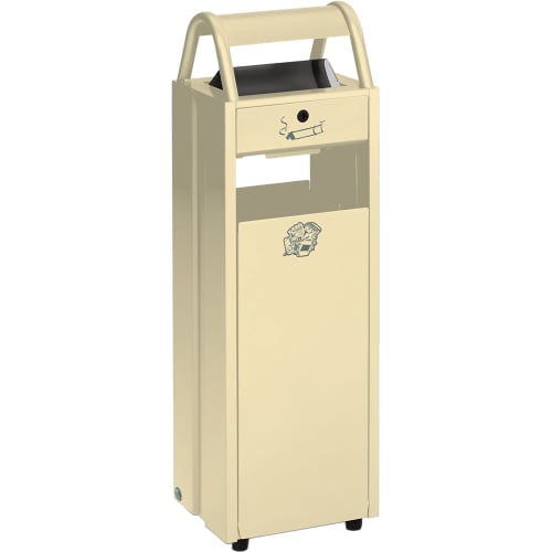 Beiger Abfallsammler B 30 / B 48 mit Schutzdach und integriertem Aschenbecher