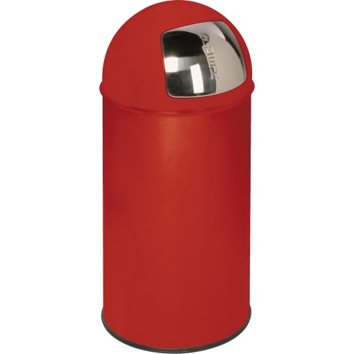 Roter Abfallsammler D 35 mit silbernem Push-Deckel