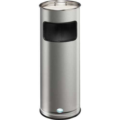 Abfallsammler H 66 H 70 H 75 aus Edelstahl mit integriertem Ascher