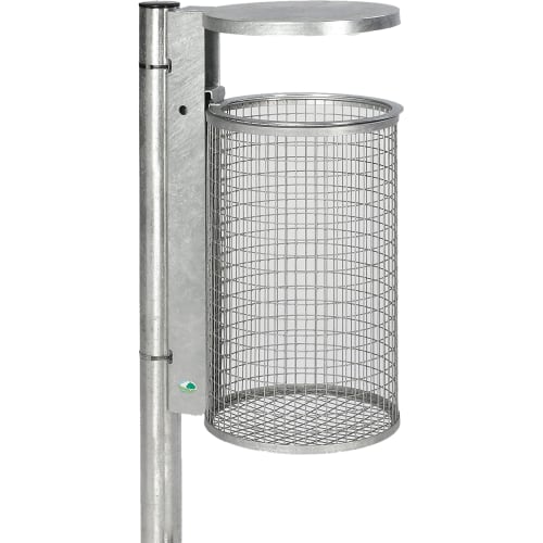 Abfallsammler WR 2 aus Metall mit Drahtgitter und Regenschutz