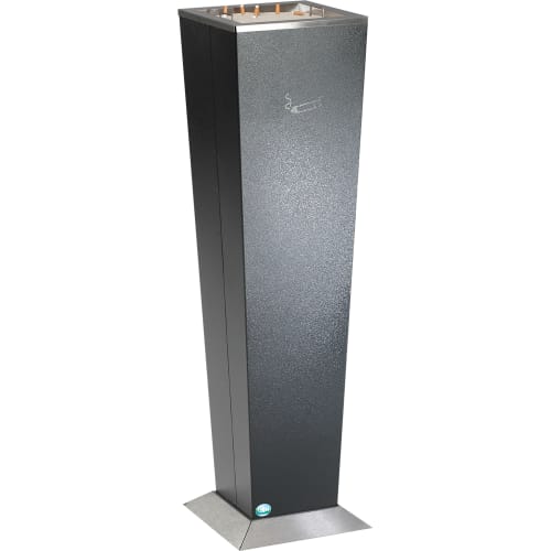 Ascher H 110 schwarzer Standaschenbecher mit Edelstahlboden und Zigarettensymbol