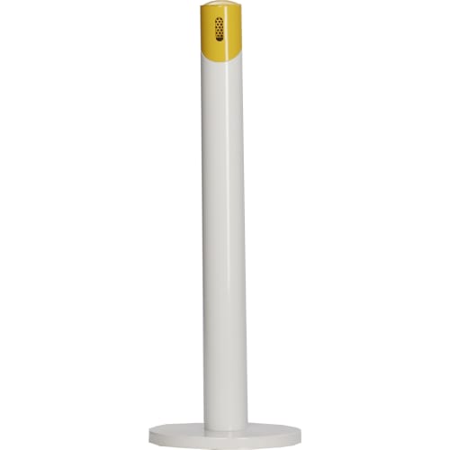 Ascher-Standsäule SG 105 R weiß mit gelbem Deckel und Standfuß