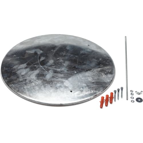 Bodenronde aus Metall mit Befestigungsmaterial für Kunststoff-Standascher Muovi