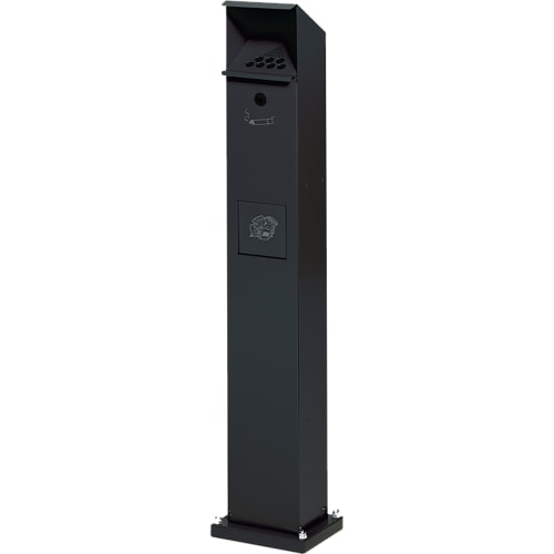 Schwarze Standsäule SG 115 mit integriertem Abfallsammler und Ascher