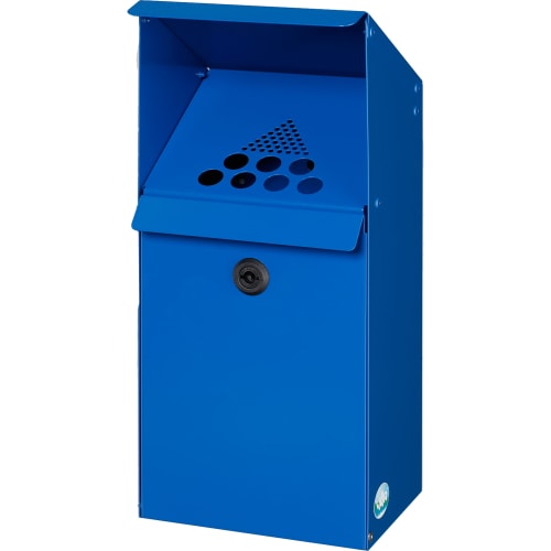 Blauer Wandascher WH 41 mit und ohne Standfuß aus Metall mit Lochmuster und Schloss