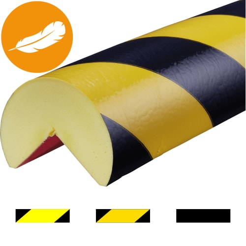 Eckschutzprofil Knuffi Soft Typ A+ selbstklebend in gelb und schwarz mit Schaumstoffkern