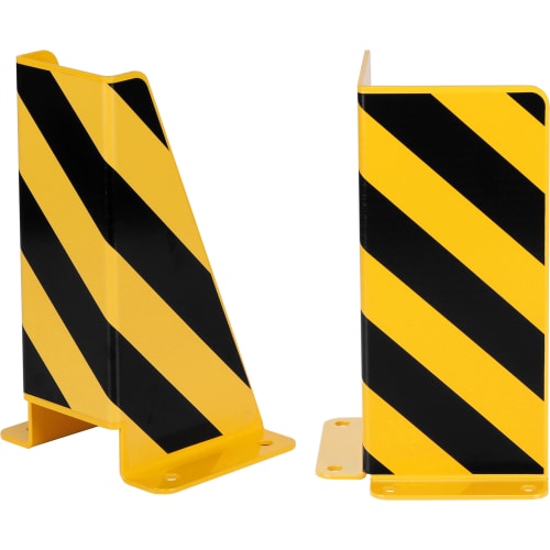 Regalanfahrschutz B&S BASIC PRO gelb schwarz mit diagonalen Warnstreifen aus Metall