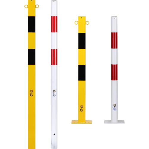 Sperrpfosten FIXI in gelb-schwarz und weiß-rot, verschiedene Modelle mit Bodenplatte und ohne