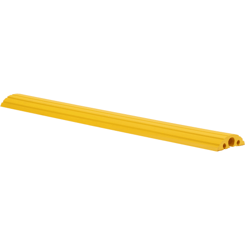 Geschlossene gelbe Schlauch- und Kabelbrücke aus Kunststoff zur sicheren Verlegung von Kabeln und Schläuchen