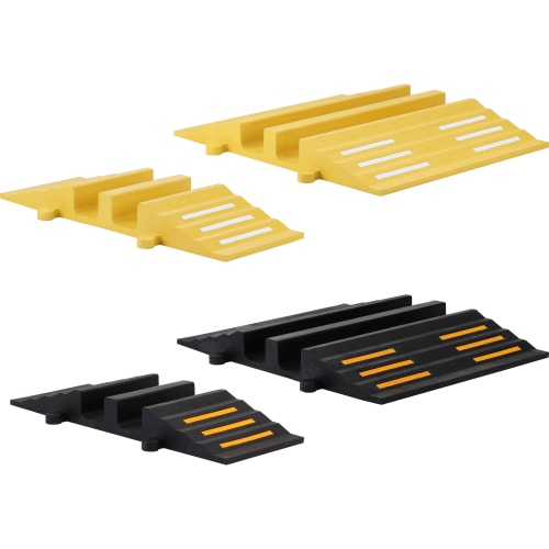 Offene Schlauch- und Kabelbrücken in gelb und schwarz mit reflektierenden Streifen, verschiedene Größen