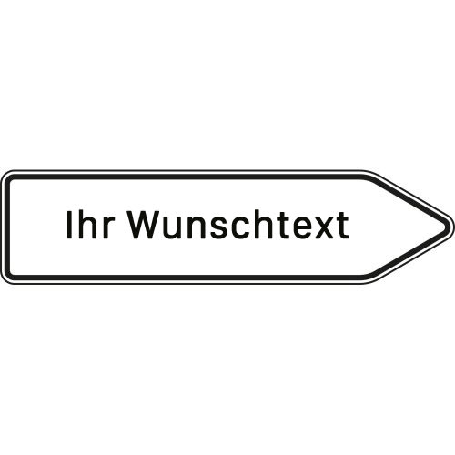 Pfeilwegweiser mit Wunschbeschriftung zu Zielen mit erheblicher Verkehrsbedeutung, rechtsweisendes Verkehrsschild VZ 432-20