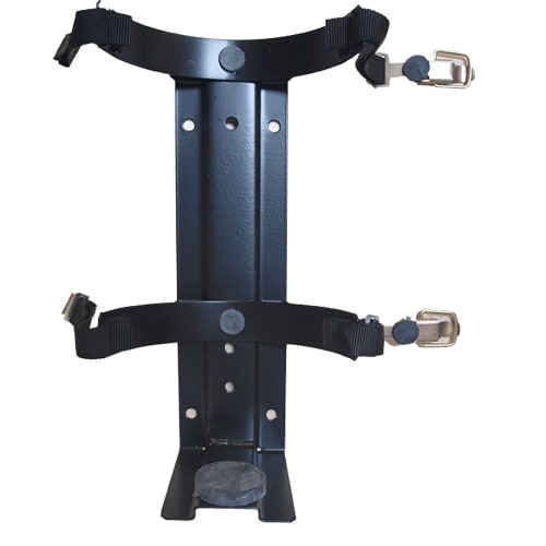 Schwarzer KFZ-Halter für 4 bis 6 kg Feuerlöscher mit Metallhalterung und Gurten