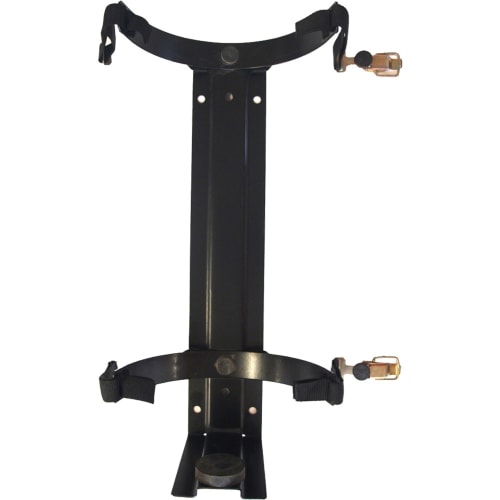 Schwarzer KFZ-Halter für 9 - 12 kg Feuerlöscher mit Metallrahmen und Befestigungsriemen