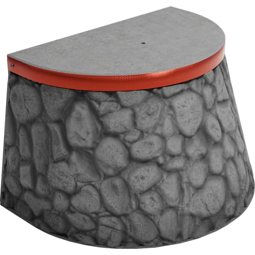 PKW-Anfahrschutz aus Beton in Natursteinoptik grau mit roter Reflexfolie, Maße 700 x 1000 x 600 mm