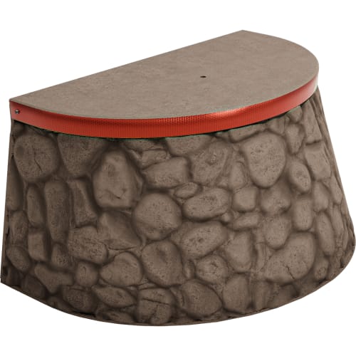 LKW-Anfahrschutz aus Beton in Natursteinoptik beigegrau mit roter Reflexfolie, Maße 700 x 1400 x 600 mm