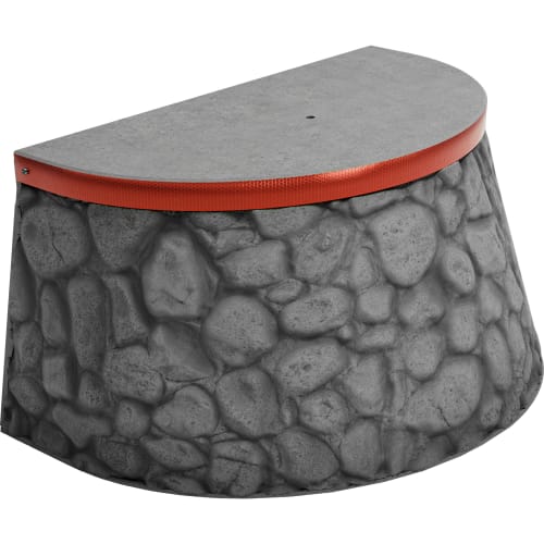 LKW-Anfahrschutz aus Beton in Natursteinoptik grau mit roter Reflexfolie, Maße 700 x 1400 x 600 mm