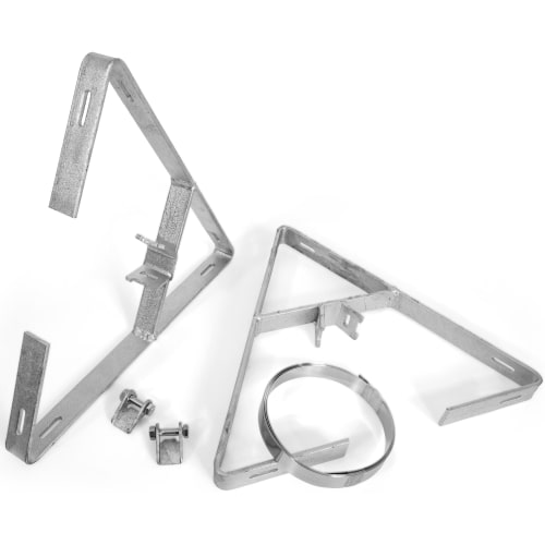 Bandschellenset Dreieck aus Metall zur Aufnahme von 3 Schildern mit Befestigungsteilen