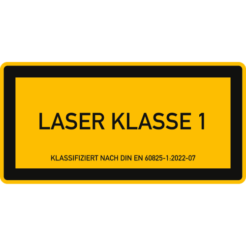 Warnschild Laser Klasse 1 mit Klassifizierung nach DIN EN 60825-1:2022-07
