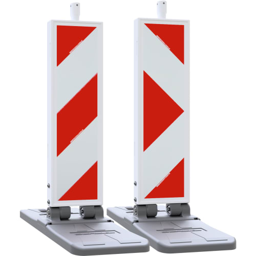 Klappbake mit rutschfestem Standfuß, weiße und rote Warnbake mit klappbarem Design