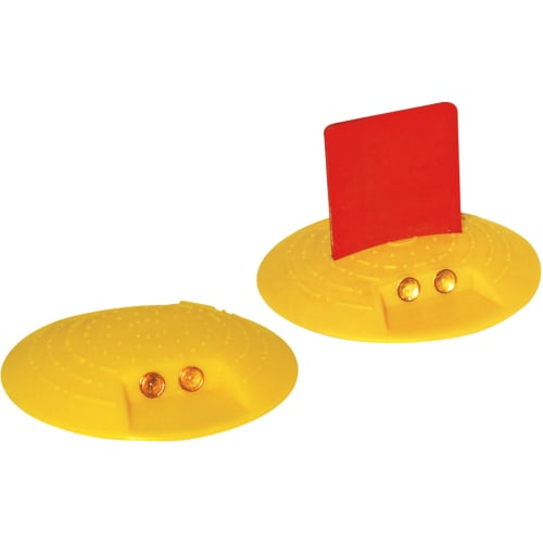 Gelber Markierunsknopf mit 120 mm Durchmesser, optional mit rotem Fähnchen