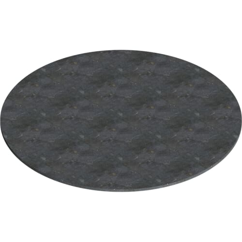 Runde schwarze Schachtabdeckung aus Stein, flach und glatt