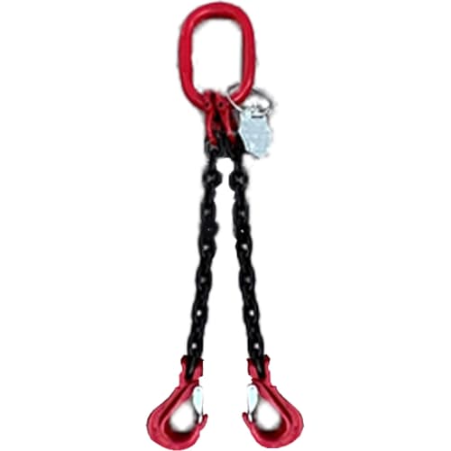 2-Strang Kettengehänge mit roten Haken und schwarzer Anschlagkette nach DIN EN 818-4