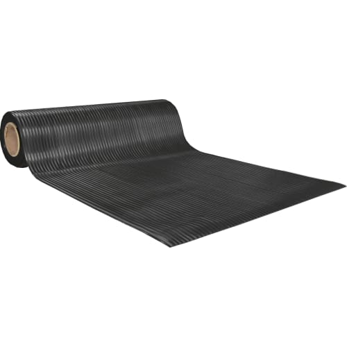 Schwarze Riefenmatte Gummimatte YOGA LINE ULTRA mit Rippenmuster als Rollenware