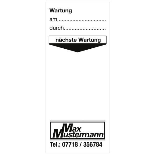 250x Grundplakette mit Text/Logo schwarz nach Wunsch, Weiß, 45 x 30 mm, Folie