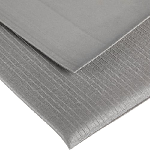 Feinriefenmatte Arbeitsplatzmatte YOGA METER BASIC in Rollenware, graue rutschfeste Matte mit feinen Rillen