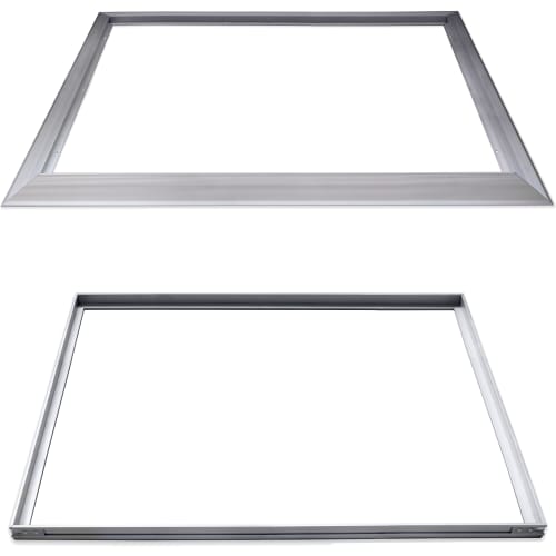 Aluminiumrahmen für Schmutzfangmatte EAZYCARE WAVE in zwei Perspektiven, rechteckiger Rahmen aus gebürstetem Aluminium