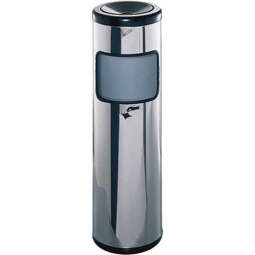 Abfalleimer mit integriertem Ascher MAGNUM aus Edelstahl, Inhalt 24 bis 34 Liter