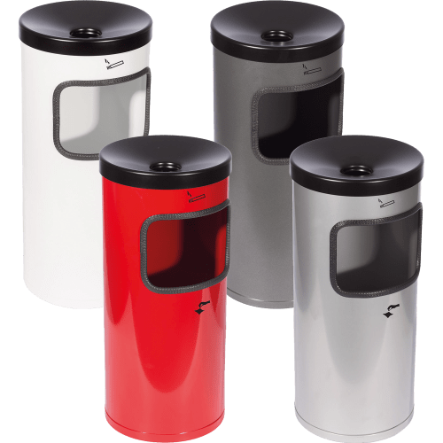 Abfalleimer inkl. Ascher RONDO KOMBI als Bodenaufsteller in verschiedenen Farben mit 10 Liter Inhalt