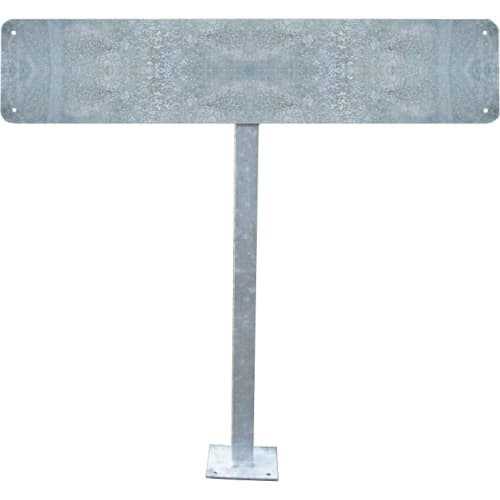 Schilderständer aus Stahl zum Aufdübeln mit rechteckigem Schild und Bodenplatte