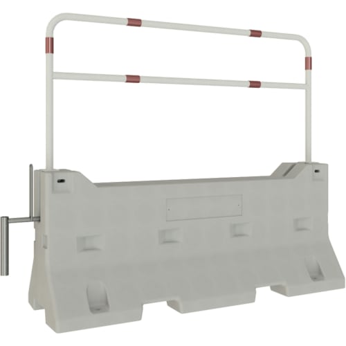 Betonschutzwand WACHTWERK X mit weißem Rohrbügel und roten Markierungen, Set