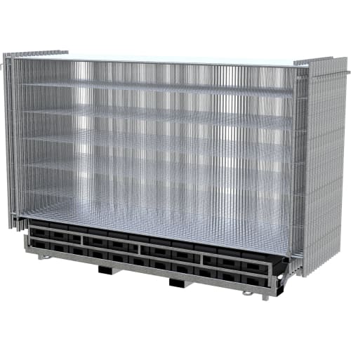 30er Bauzaun Komplett-SET PROFI PLUS WACHTWERK X mit Verbindungsschellen auf Palette