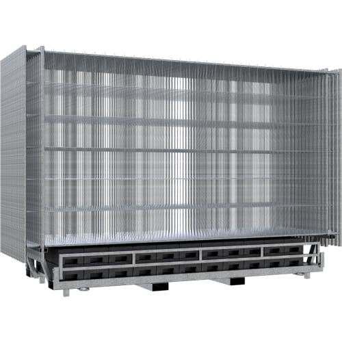 30er Bauzaun Komplett-SET LEICHT WACHTWERK X mit Verbindungsschellen auf Palette