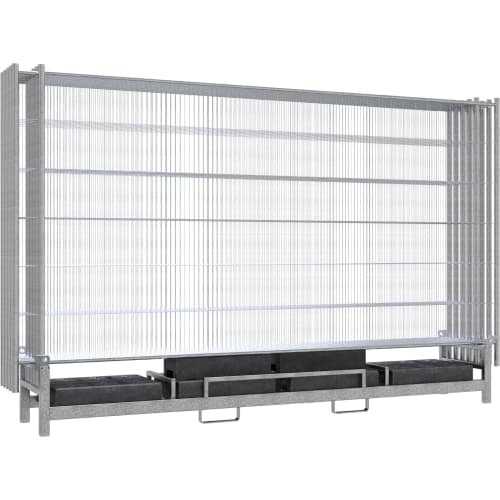 10er Bauzaun Komplett-SET STANDARD WACHTWERK X mit Metallrahmen und Betonfüßen