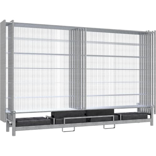 10er Bauzaun Komplett-SET PROFI EXTRA WACHTWERK X mit verzinkten Metallzäunen und Betonfüßen