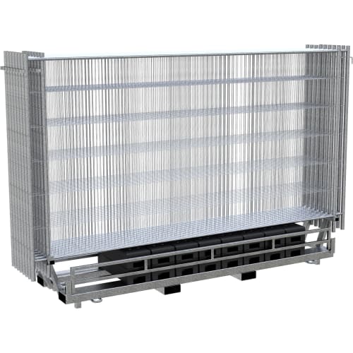 15er Bauzaun Komplett-SET PROFI PLUS WACHTWERK X mit Verbindungsschellen auf Palette