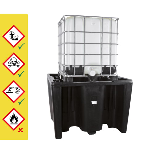 Auffangwanne aus Kunststoff für 1000-Liter-IBC-Behälter, schwarze Auffangwanne mit weißem IBC-Container