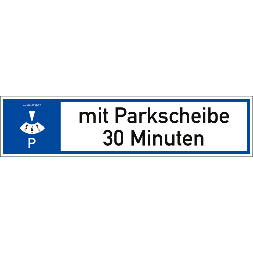 Parkplatzreservierer mit Parkscheibe und 30 Minuten Parkzeit