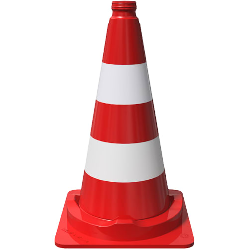 Verkehrsleitkegel WACHTWERK X® einteilig rot mit weißen Streifen nach StVO, TL und RSA