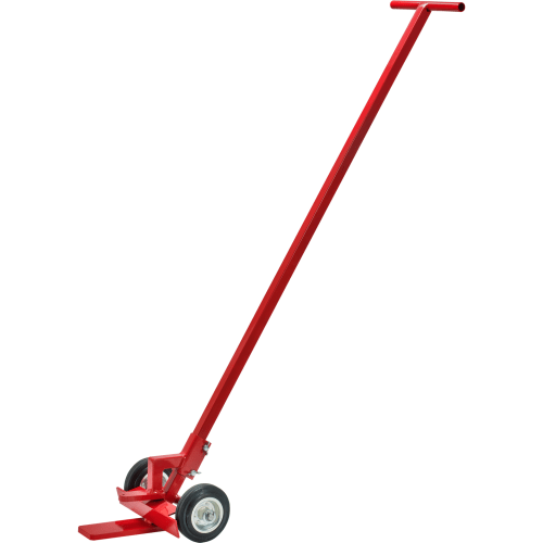 Roter Transportwagen für Fußplatten mit zwei Rädern und langem Griff