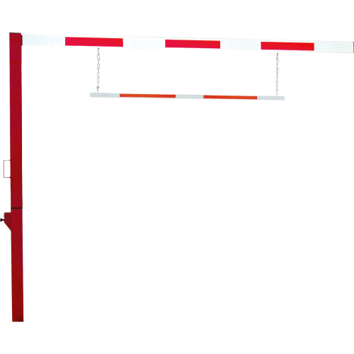 Höhenbegrenzungssperre COMPACT drehbar aus Metall mit rot-weißen Markierungen