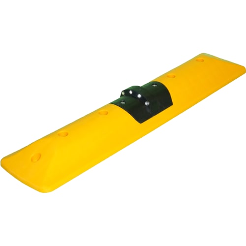 Gelbe Leitschwelle STAR mit 4 reflektierenden Katzenaugen zur Verkehrssicherung