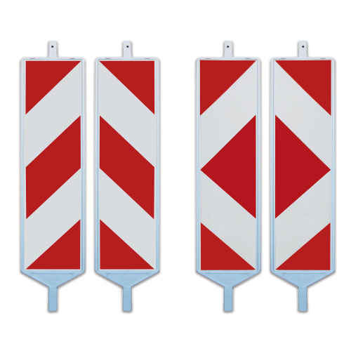 Kunststoff-Sicherheitsbake LIGHT Typ 60 mit rot-weißen diagonalen Warnstreifen, vier Stück